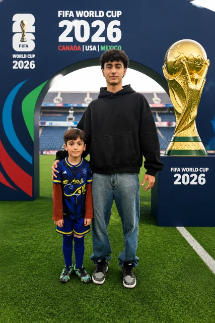 بیزحمت کیفیت عکس را بالا برده و پشت زمینه عکس تم فوتبالی مربوط به جام جهانی 2026 باشد